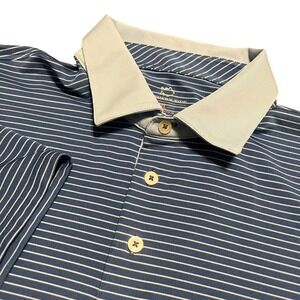 Southern Tide Men's XL Performance Polo Shirt Blue White Stripe